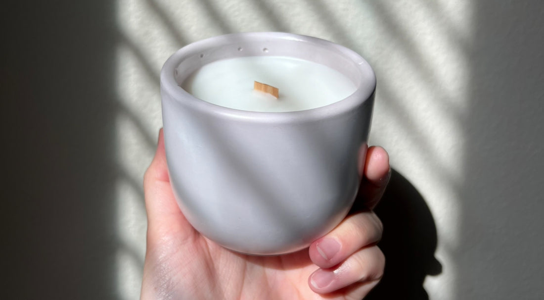 lavender color cement candle