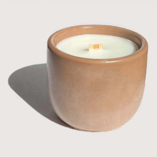 brown cement candle